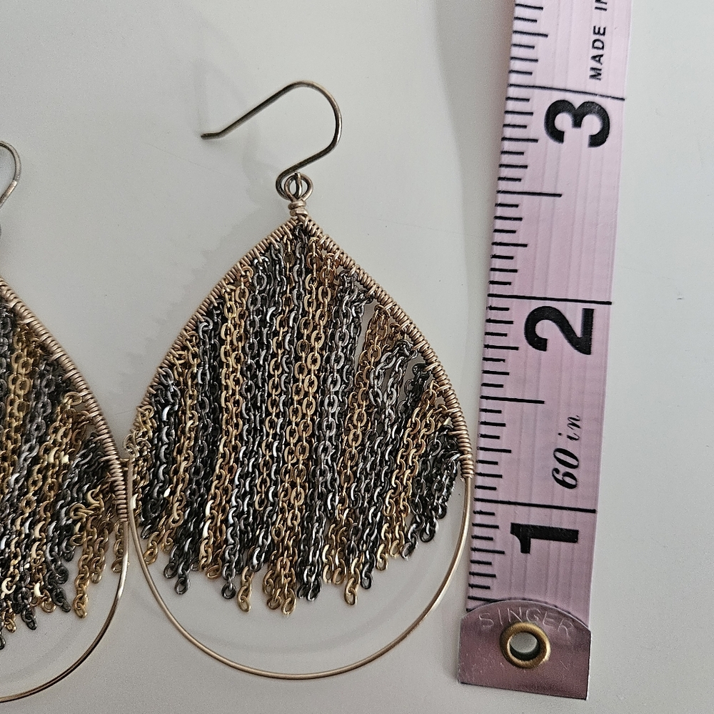 CITRINE BY THE STONES Mixed Metal "Rain" Teardrop Hoop Earrings - Picture 8 of 9